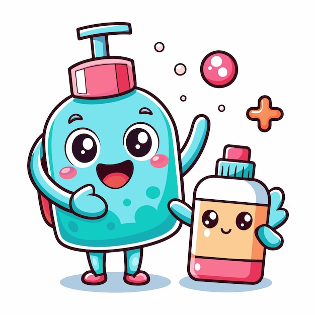 Vector cute soap wash hand cartoon icon for health and medical concept