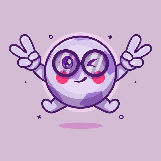 cute soccer ball character mascot with peace sign hand gesture isolated cartoon in flat style design