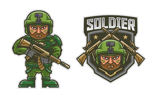 cute soldier mascot illustration