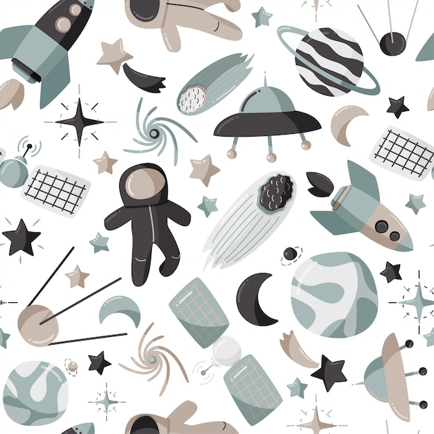 Cute space seamless pattern.