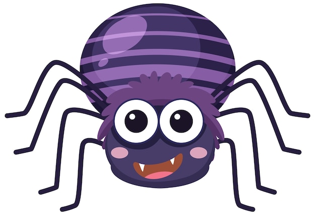 Cute spider cartoon on white background