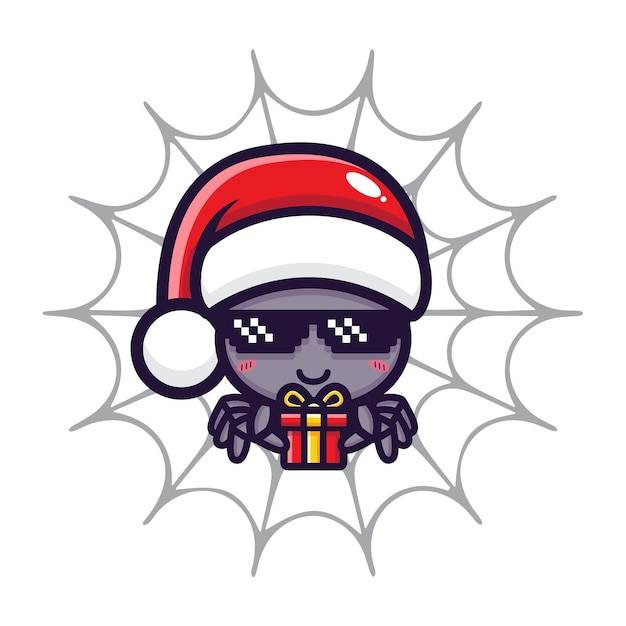 cute spider is celebrating christmas