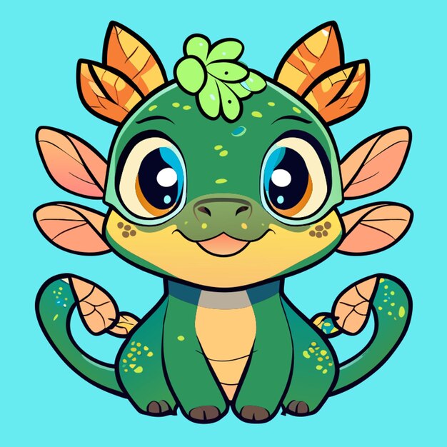 a cute spring dragon with beautiful eyes and interesting coloring it should be friendly it should