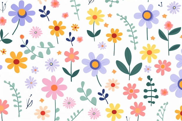 Cute Spring Floral Seamless Pattern