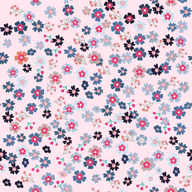 Cute spring purple flower seamless pattern