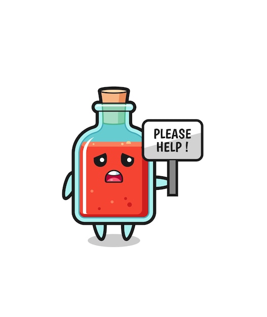 Cute square poison bottle hold the please help banner