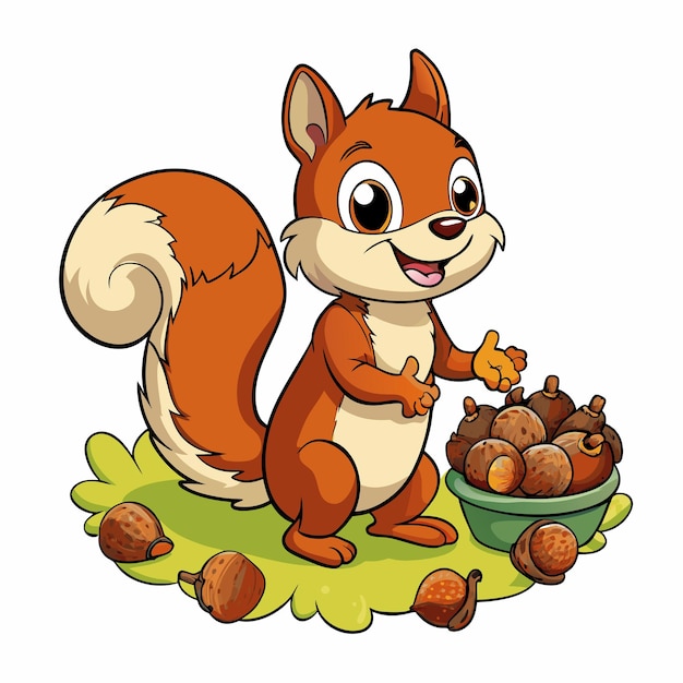 Cute Squirrel in Natural Environment Cartoon Vector Artwork