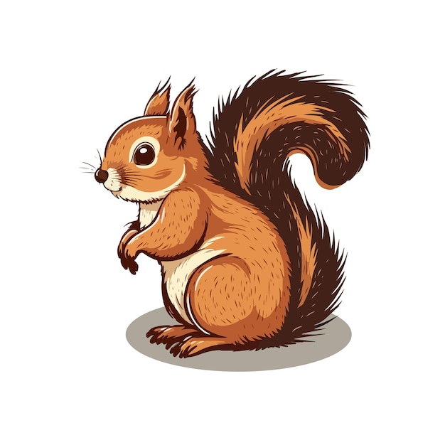 Cute squirrel sticker vector illustration isolated on white background