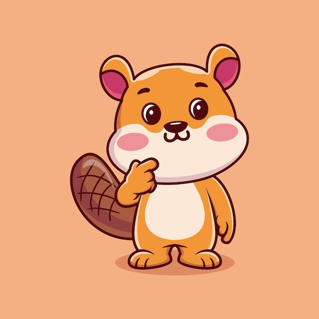 Cute squirrel think of something cartoon vector icon illustration animal nature icon concept