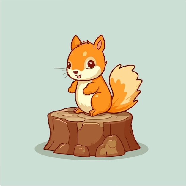 Cute squirrel on a tree stump.