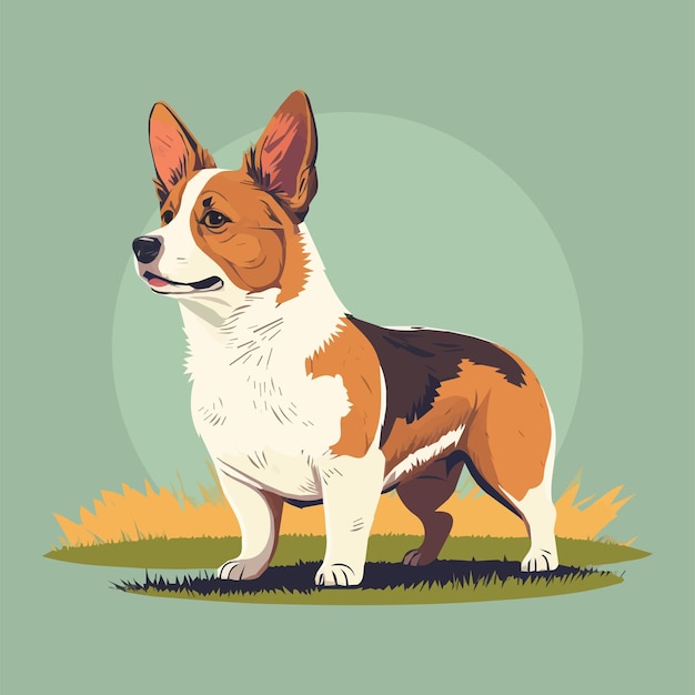 Cute standing dog on land concept  flat vector illustration. standing Dog vector illustration.