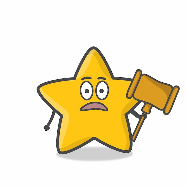 Cute Star Character Mascot Flat Cartoon Emoticon Vector Design Illustration