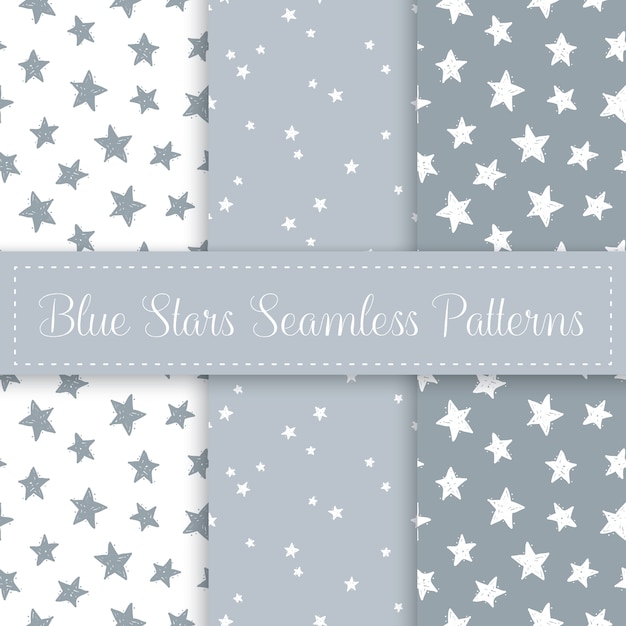 Cute star seamless pattern set