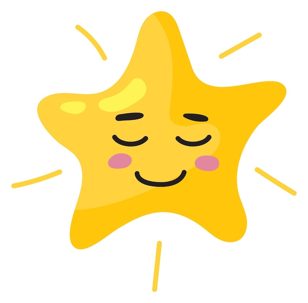 Cute star with happy smile face Yellow kawaii character