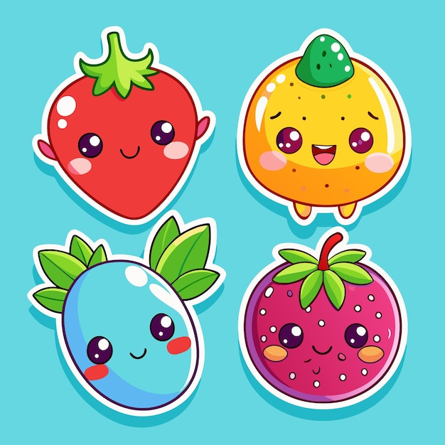 Vector cute sticker of fruite icon