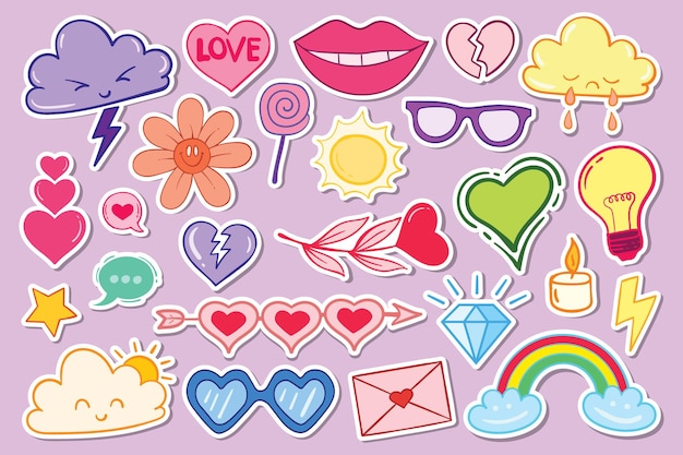 Cute stickers collection for girls free vector