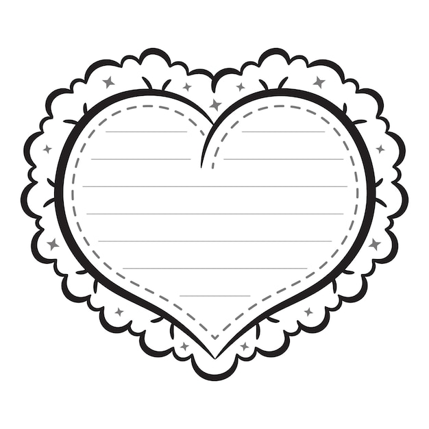 cute sticky heart note frame letter for writing sketch for coloring