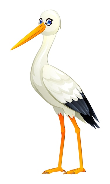 Cute stork cartoon illustration isolated on white background