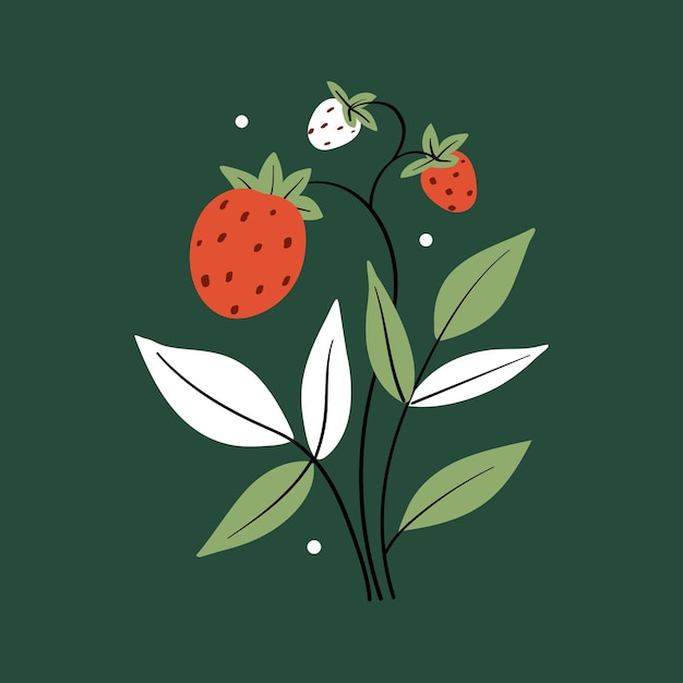 Cute strawberry card design Vector illustration