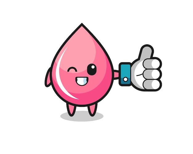 Cute strawberry drop juice with social media thumbs up symbol , cute style design for t shirt, sticker, logo element