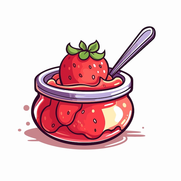 Cute strawberry jam vector illustration