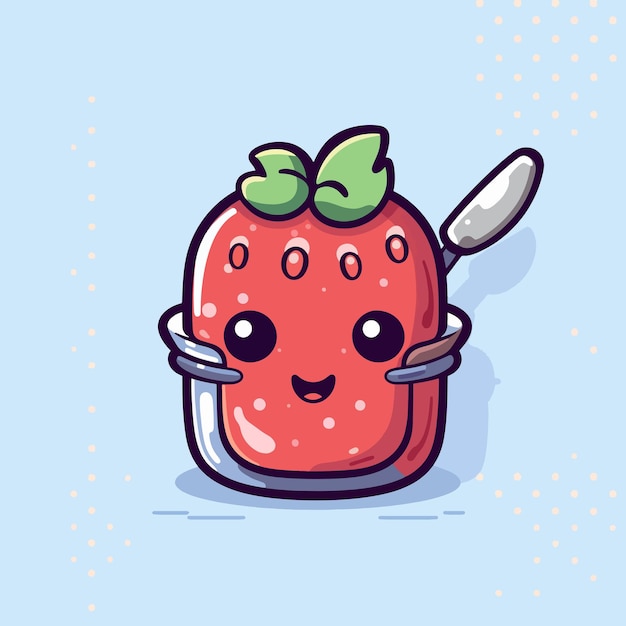 Cute strawberry jam vector illustration