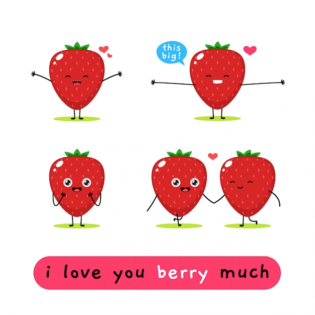 Cute Strawberry mascot. Vector illustration