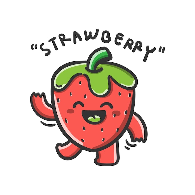 cute strawberry with smile face cartoon vector illustration