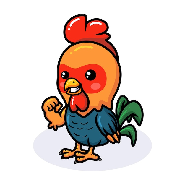 Cute strong little rooster cartoon