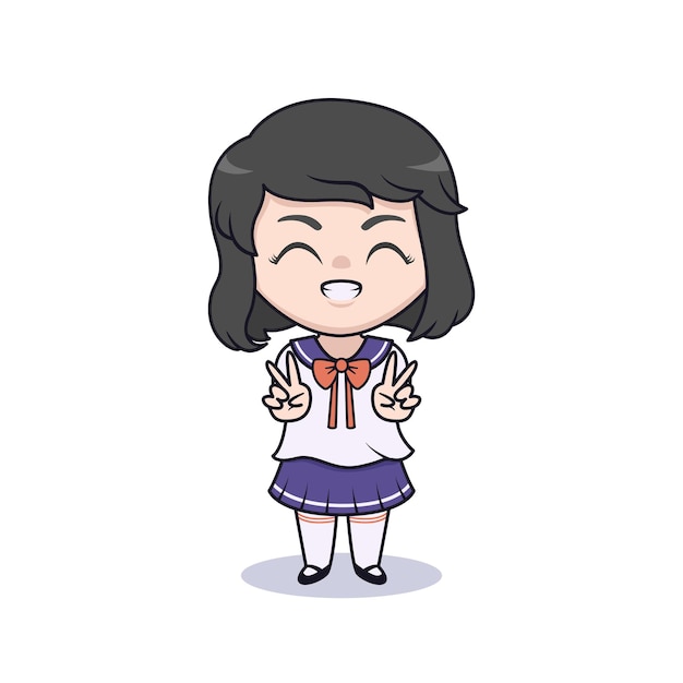 Cute student girl using japanese student uniform illustration