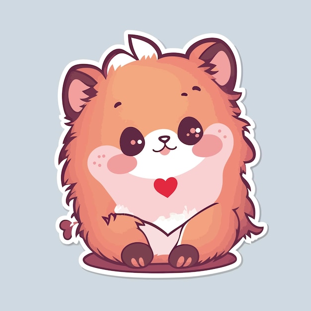 Cute stuffed animal mascot sticker illustration