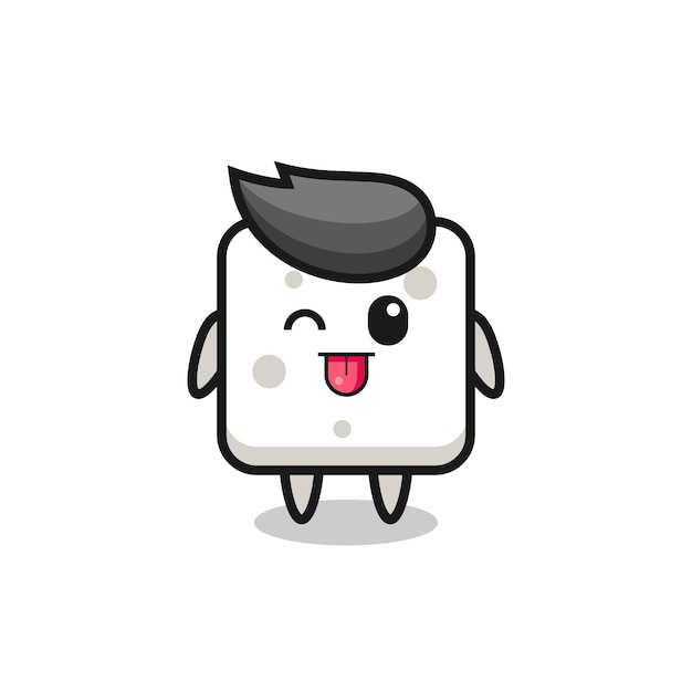 Cute sugar cube character in sweet expression while sticking out her tongue , cute style design for t shirt, sticker, logo element