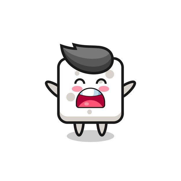 Cute sugar cube mascot with a yawn expression , cute style design for t shirt, sticker, logo element