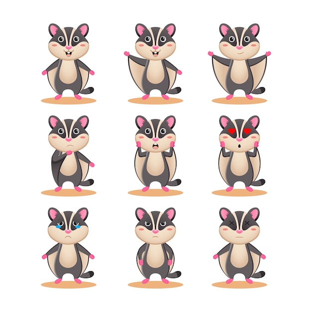 Cute Sugar Glider Character Bundle