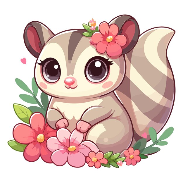 Cute Sugar Glider Vector Cartoon illustration