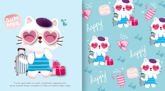 Cute Summer Kitty Vector