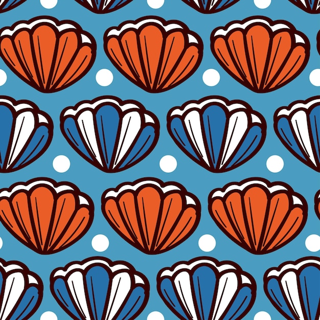 Cute summer marine print with seashells