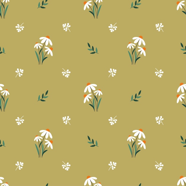 Cute summer pattern with white daisy flowers