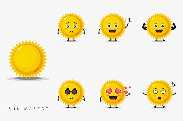 Cute sun mascot design set