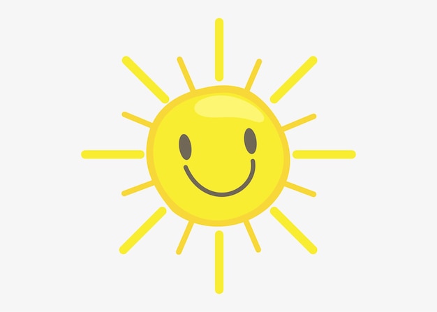 Cute sun smiling vector kids illustration cartoon character isolated