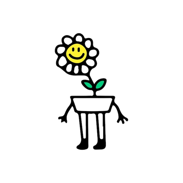 Cute sunflower mascot character, illustration for t-shirt, poster, sticker.