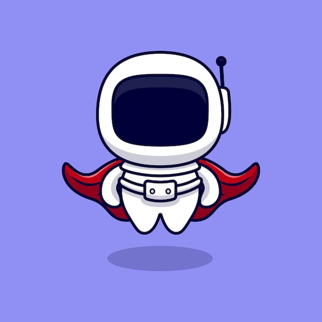 Cute  Super Astronaut  Cartoon . Flat Cartoon Style