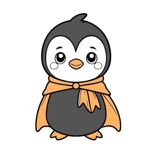 Cute Superhero Penguin vector Illustration for Kids Story Books and Coloring Books