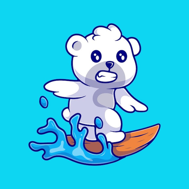 Cute surfing bear illustration suitable for mascot sticker and tshirt design