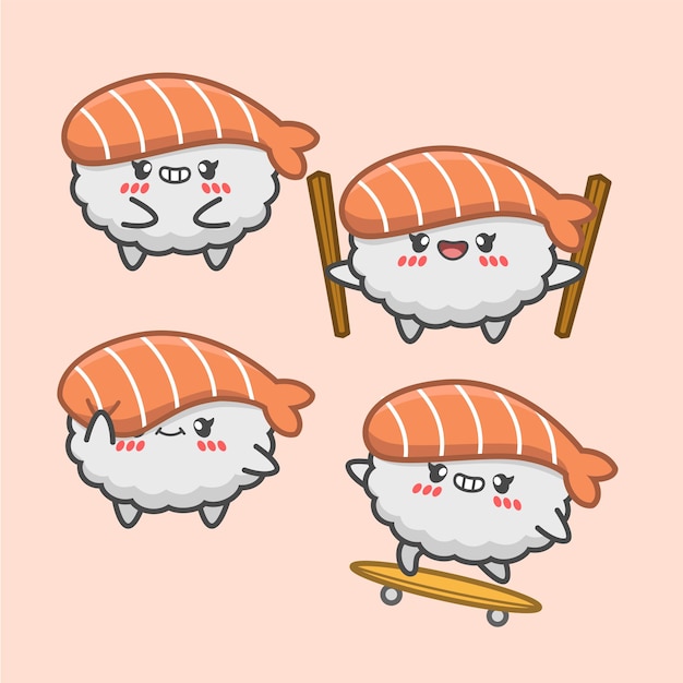 Cute Sushi Cartoon Character