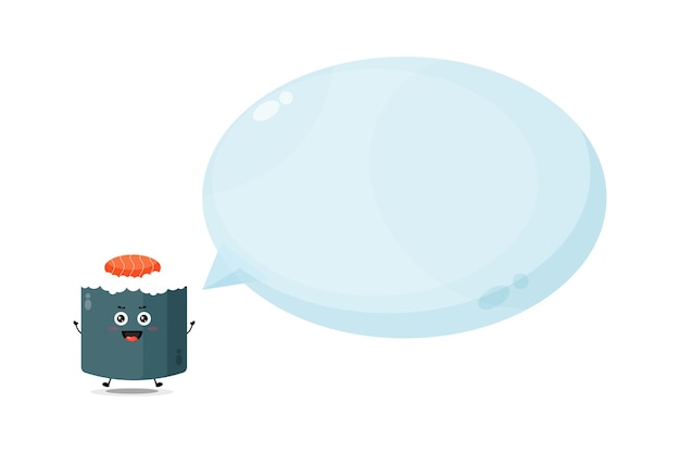 Cute sushi roll character with bubble speech