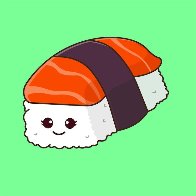 Cute Sushi with Salmon Illustration