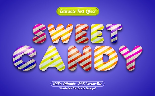 Vector cute sweet candy baloon 3d liquid editable text effect for happy birthday