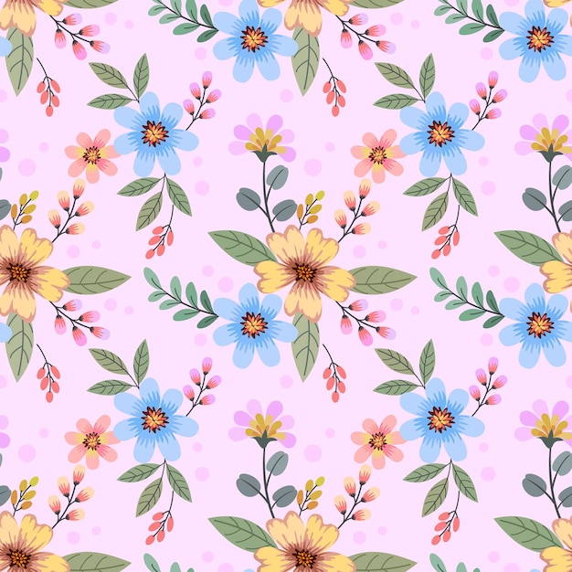 Cute and sweet color flowers seamless pattern Can be used for fabric textile wallpaper wrap paper