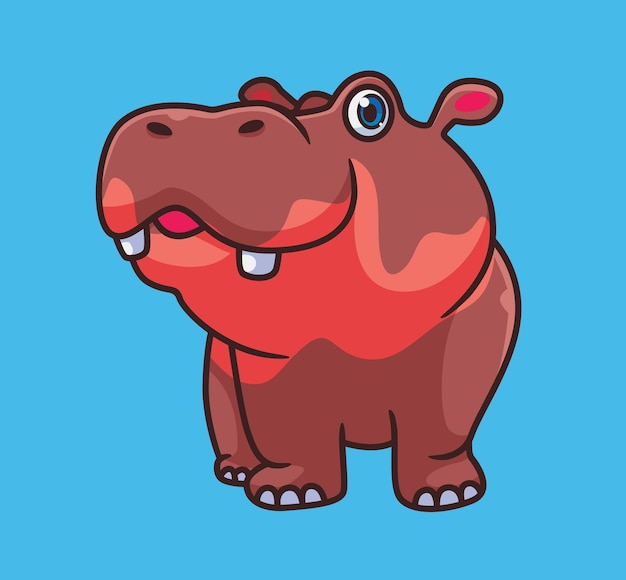 Cute sweet hippo isolated cartoon animal illustration Flat Style Sticker Icon Design Premium Logo vector Mascot Character